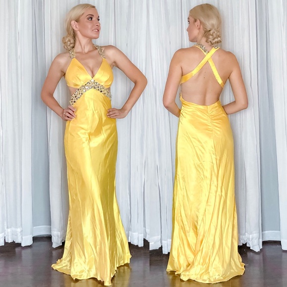 B Darlin Dresses & Skirts - Yellow Open Back Prom Pageant Dress